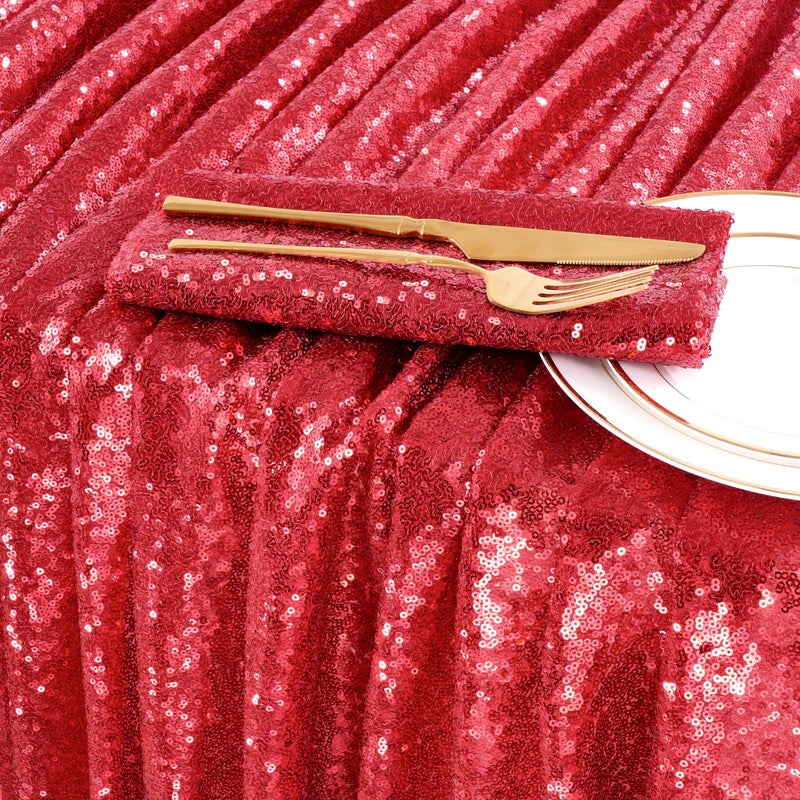 QueenDream Sequin Tablecloth 60x102 Inch Red Tablecloth Glitter Table Cloth for Bridal Shower Birthday Engagement Wedding Party Decorations - Image 5